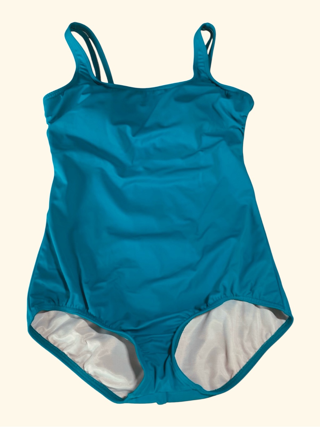Lands' End Teal Double-Strap One-Piece Swimsuit Size 10